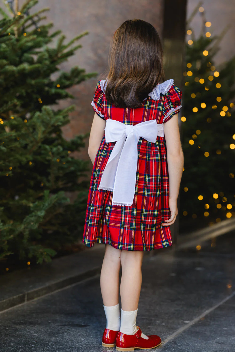 Sal & Pimenta Girls Holiday Red Jingle Bells Dress with White Collar - Bow on Back 3T Sal & Pimenta Girls Holiday Red Jingle Bells Dress with White Collar - Bow on Back 3T