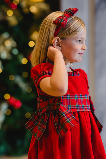 Sal & Pimenta Girls Red Noel Christmas Dress - Holiday Plaid Side Bows by Sal & Pimenta