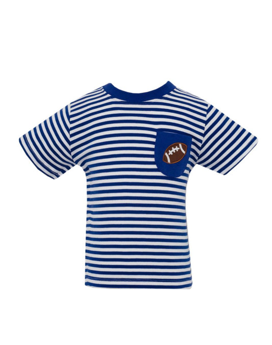 Claire & Charlie Boys Shirt - Football Pocket - Royal Blue Stripes by Claire & Charlie