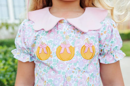 Trotter Street Kids Girls Pink Pumpkin Floral Dress