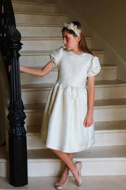 Susanne Lively Girls Ivory Sparkle Dress - Bow on Back by Susanne Lively
