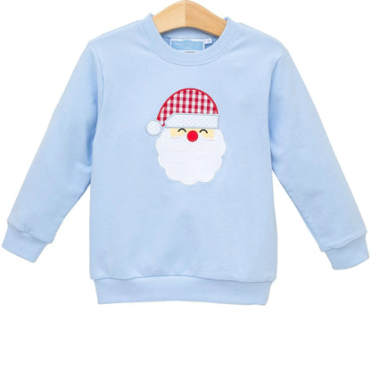 Trotter Street Kids Boys Light Blue French Terry Santa Pullover