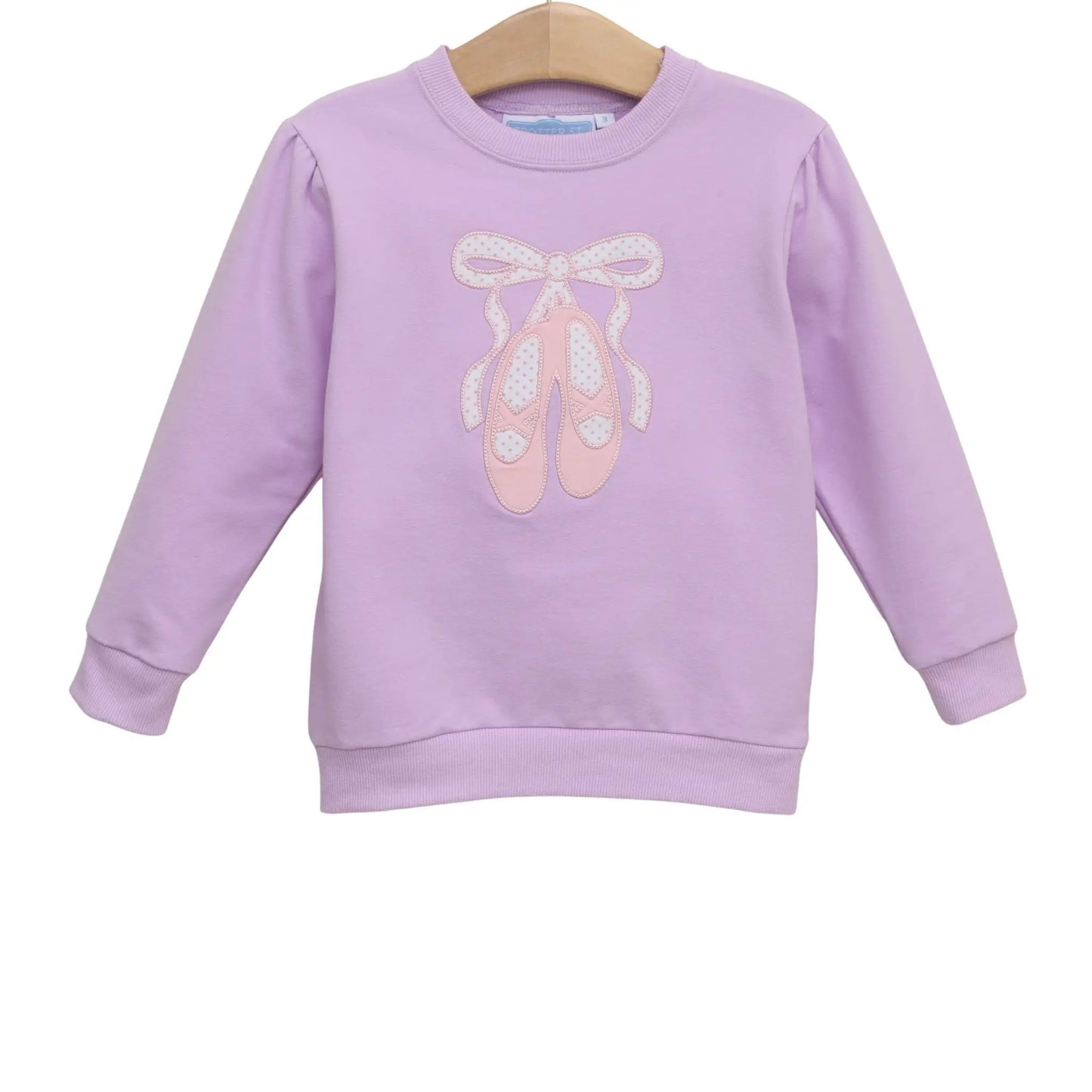 Trotter Street Kids Girls Purple French Terry Pullover - Ballet Shoes