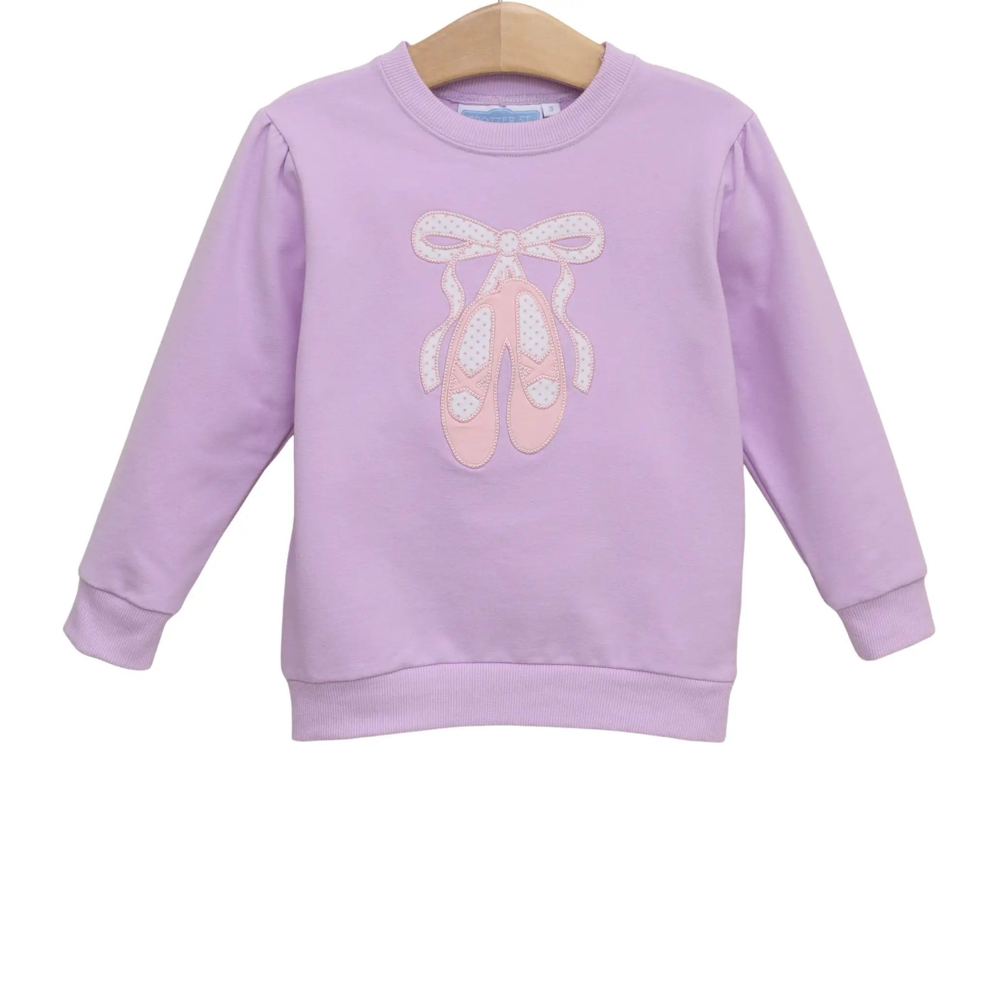 Trotter Street Kids Girls Purple French Terry Pullover - Ballet Shoes