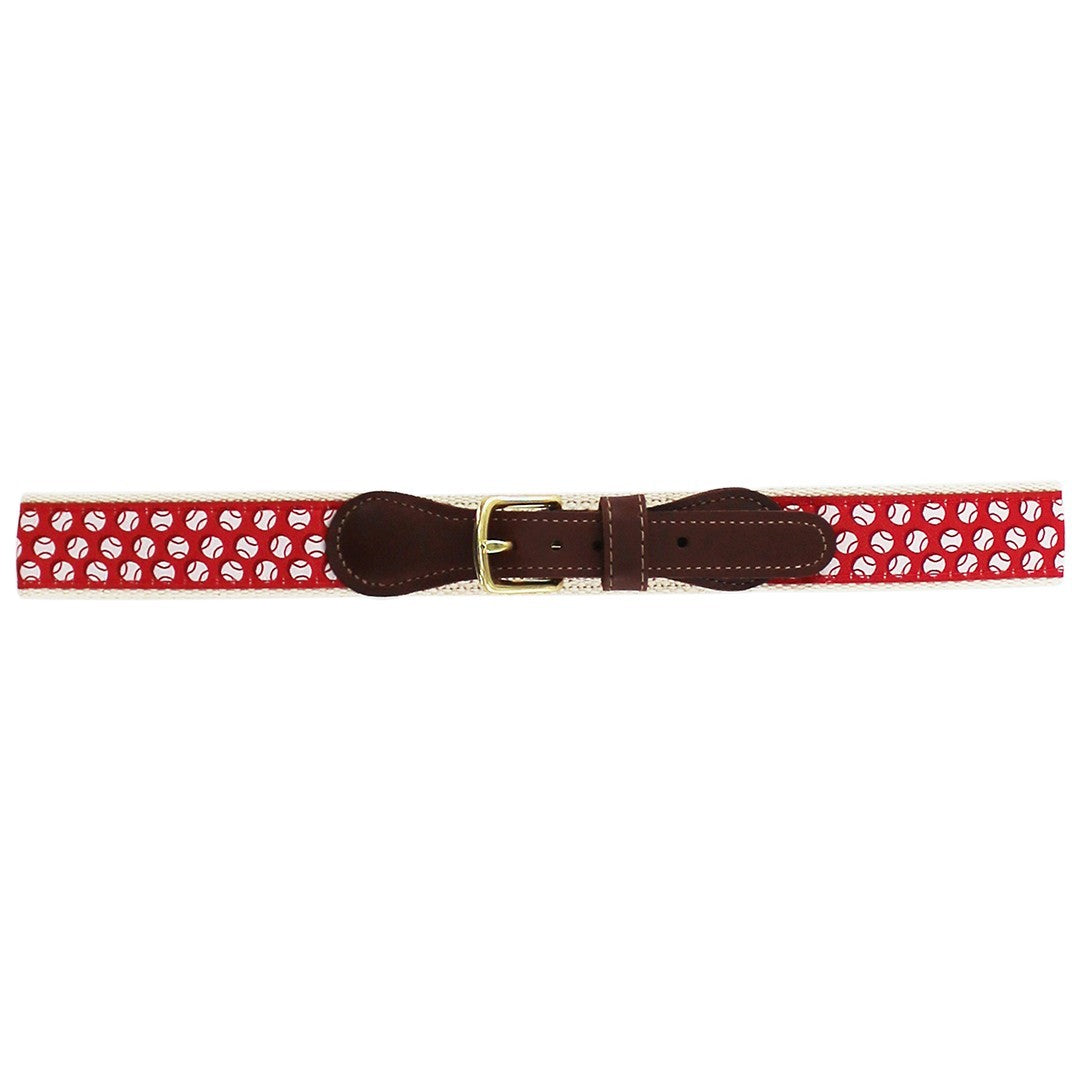 J. Bailey Boys Novelty Belt - Red with Baseballs