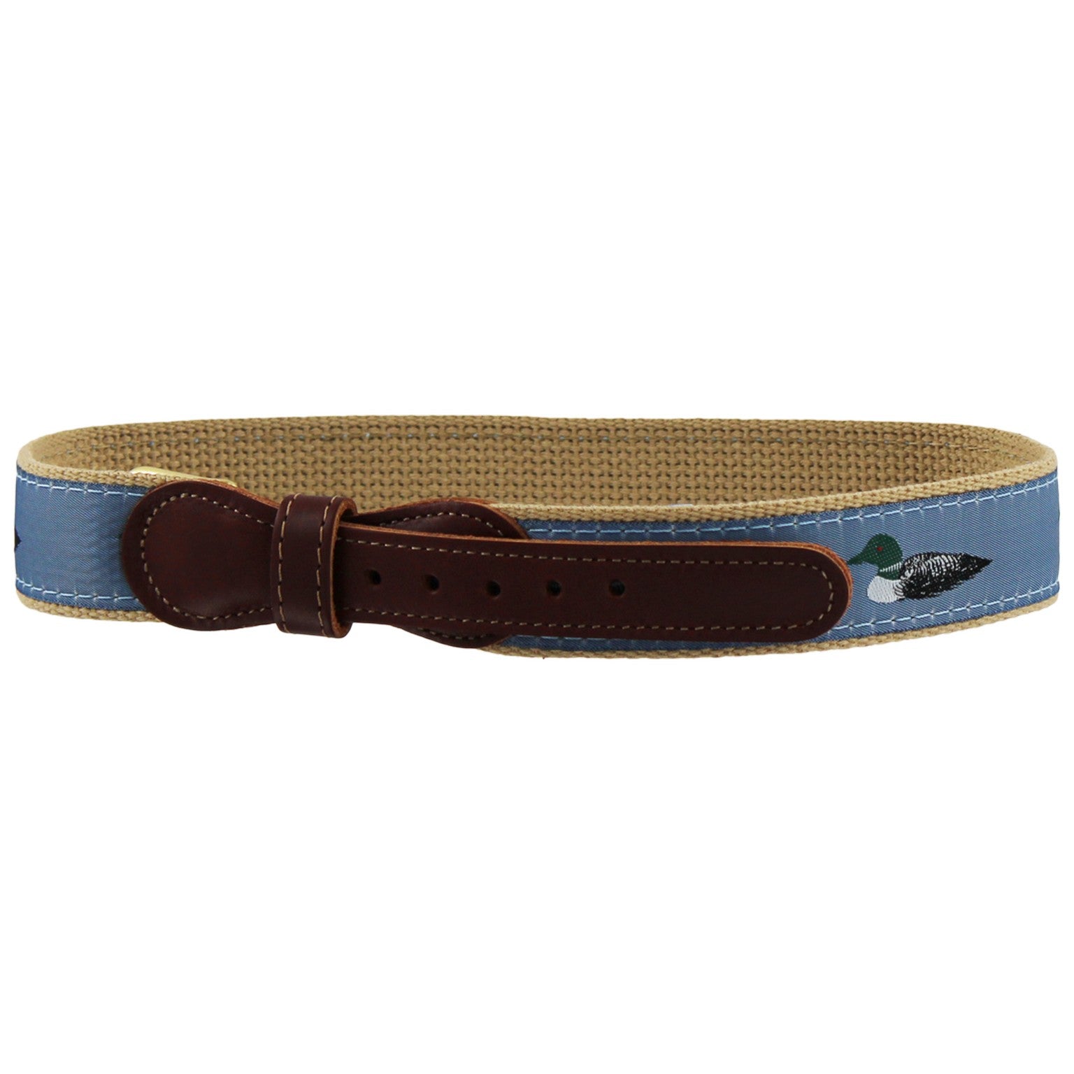 Bailey Boys Belt - Blue with Loon Mallard Ducks Print