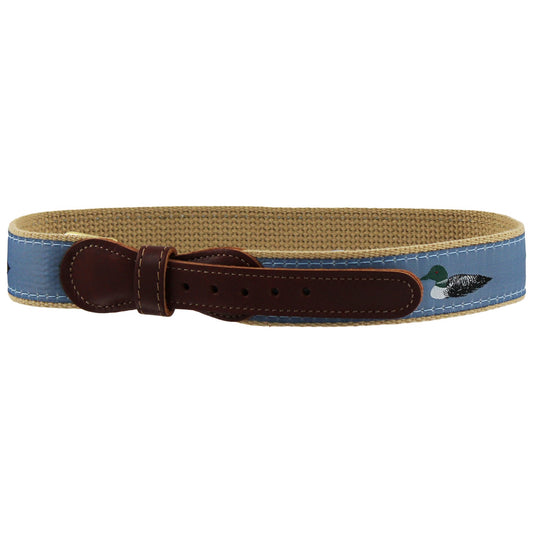 Bailey Boys Belt - Blue with Loon Mallard Ducks Print by Bailey Boys