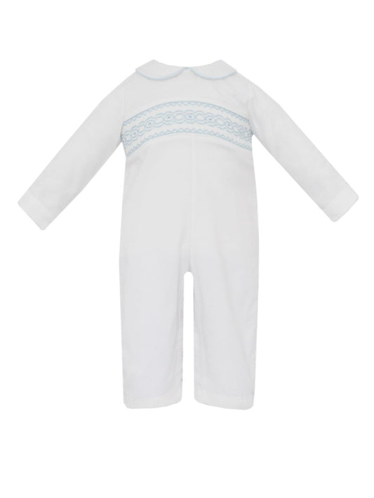 Petit Bebe Baby Boys Winter White Corduroy Smocked Romper