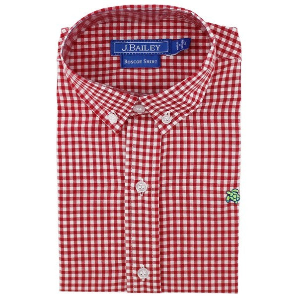 J. Bailey Boys Roscoe Button Down Dress Shirt - Red Checks by Bailey Boys