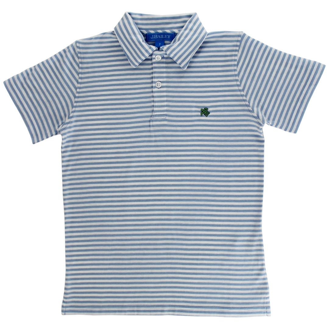 J. Bailey Boys Polo Shirt - Blue & White Stripes