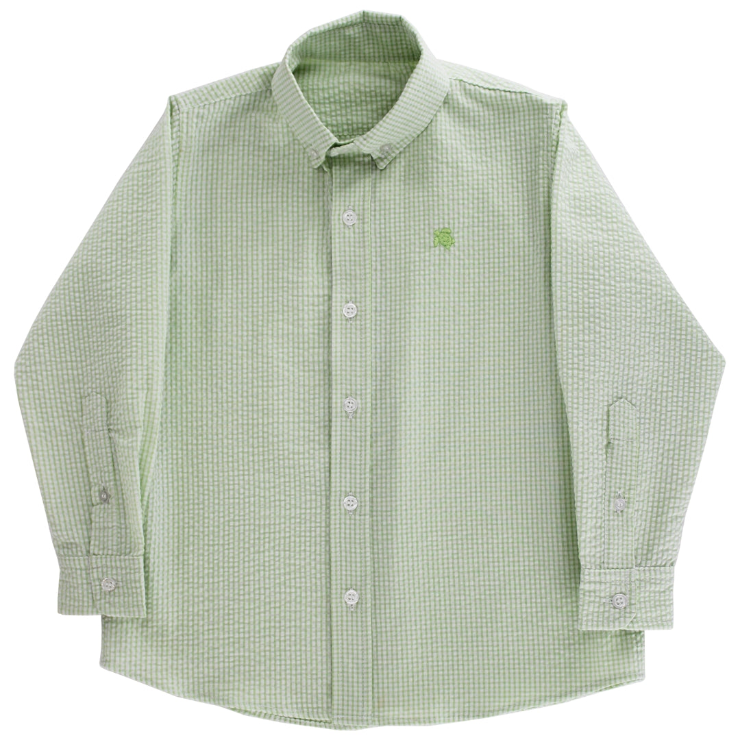 J. Bailey Boys Roscoe Button Down Dress Shirt - Grass Green Seersucker