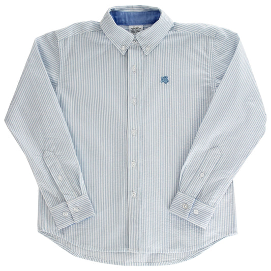 J. Bailey Boys Roscoe Button Down Dress Shirt - Blue Stripe Seersucker by Bailey Boys