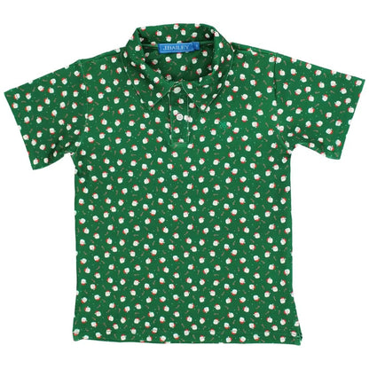 J. Bailey Boys Performance Polo Shirt - Green Christmas Santa by Bailey Boys