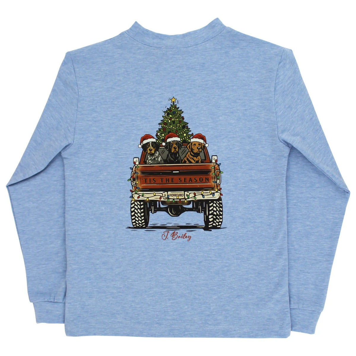J. Bailey Boys Logo Tee Shirt - Christmas Pups on Blue by Bailey Boys