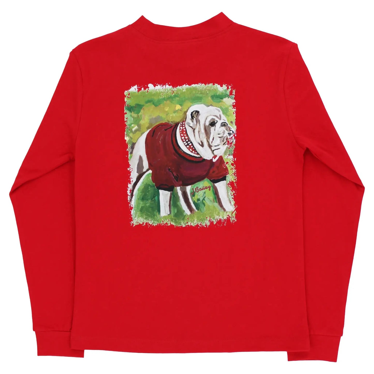 J. Bailey Boys Long Sleeved Logo Tee Shirt - Bulldog Dawg on Red