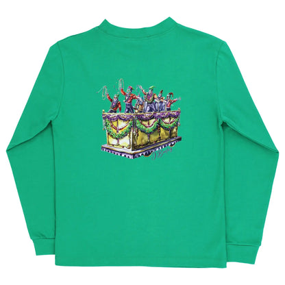 J. Bailey Boys Long Sleeved Logo Tee Shirt - Mardi Gras on Kelly Green