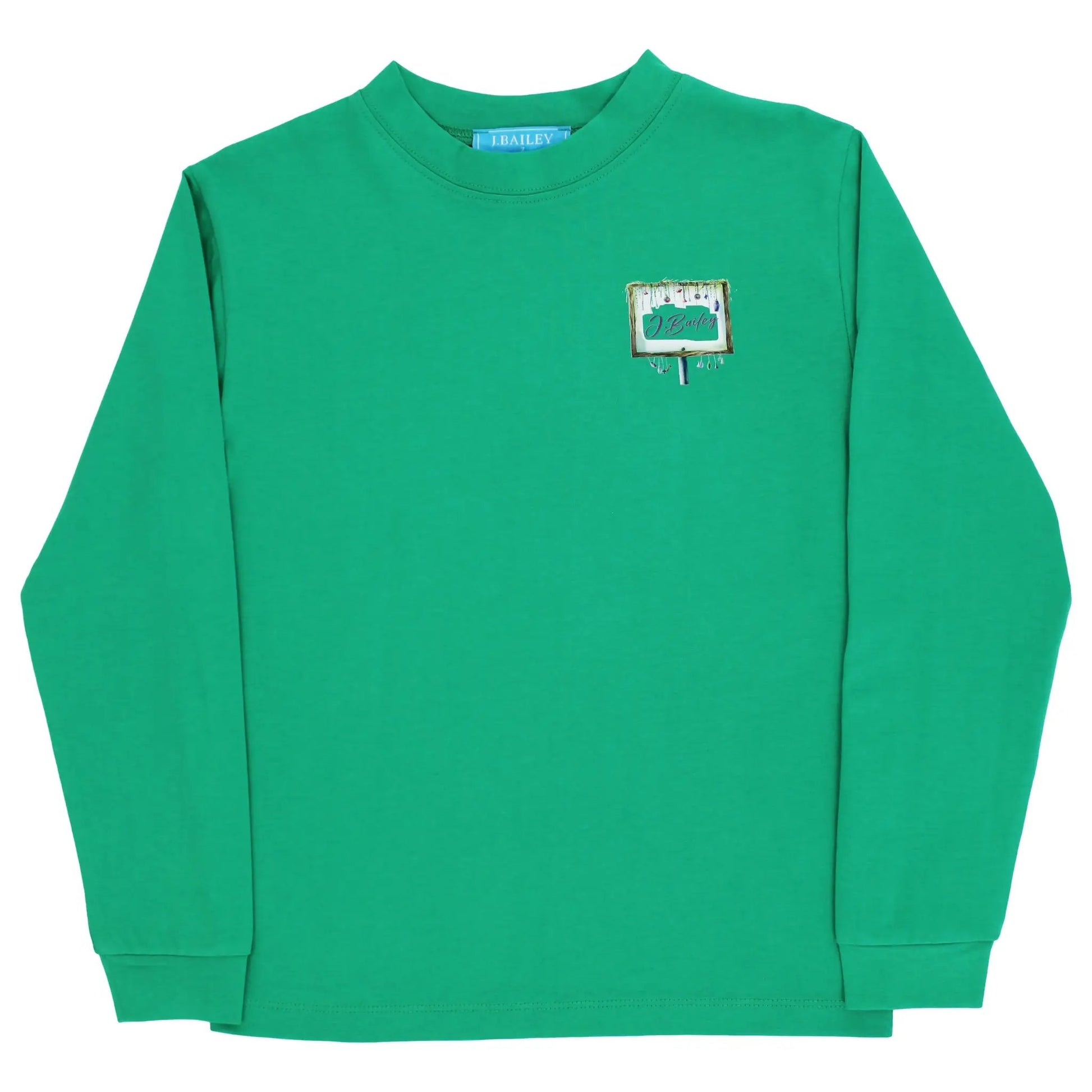 J. Bailey Boys Long Sleeved Logo Tee Shirt - Mardi Gras on Kelly Green