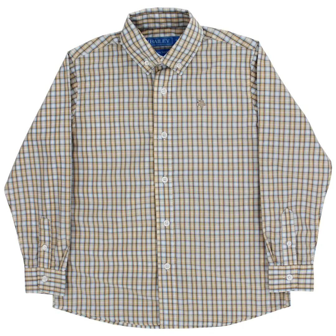 J. Bailey Boys Button Down Dress Shirt - Brown Pecan Plaid by Bailey Boys