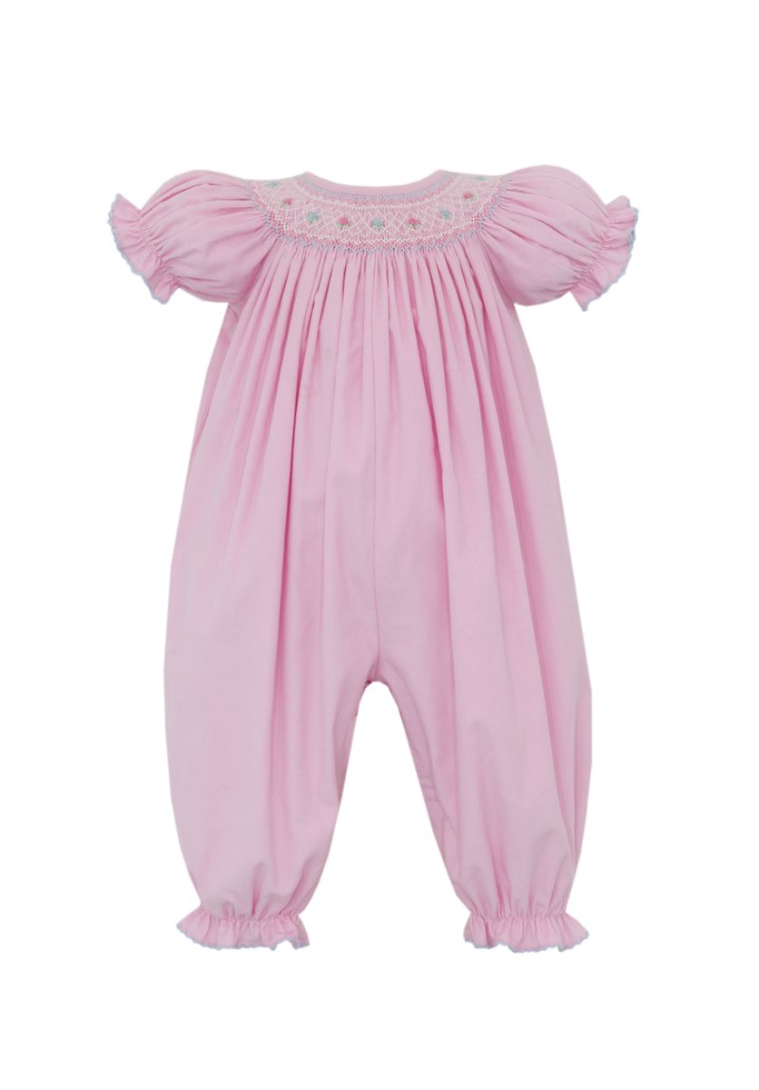 Petit Bebe Baby Girls Pink Corduroy Smocked Romper