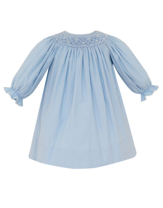 Petit Bebe Girls Tiffany Bishop Dress - Long Sleeves - Blue Corduroy