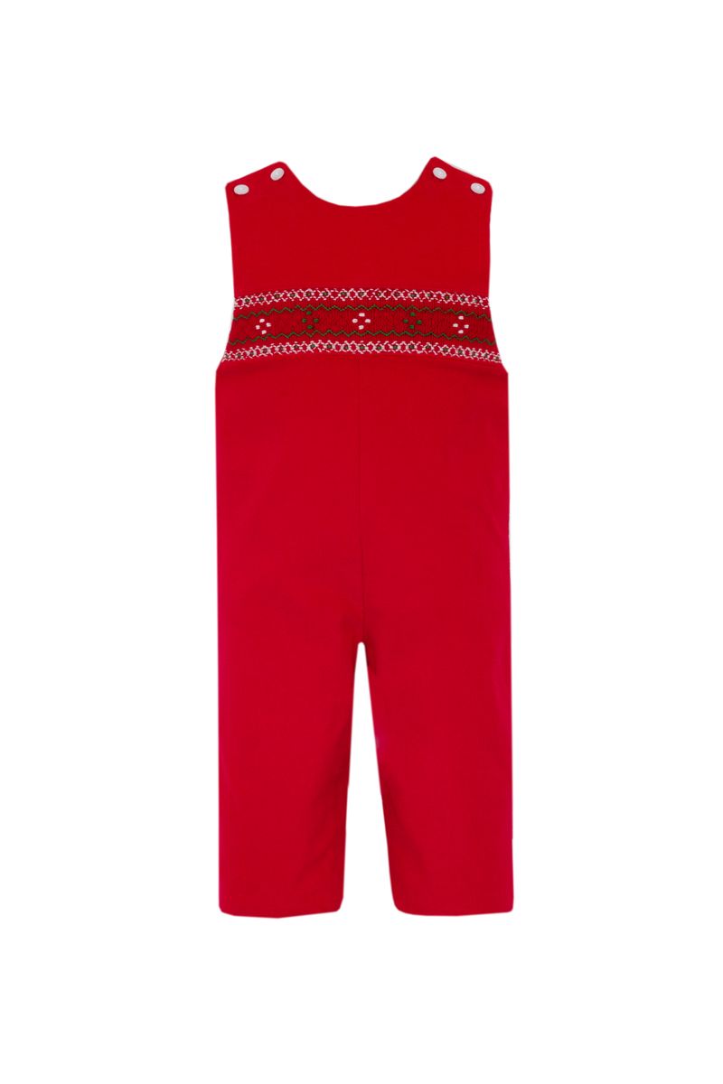 Petit Bebe Boys Red Corduroy Smocked Christmas Longall by Petit Bebe