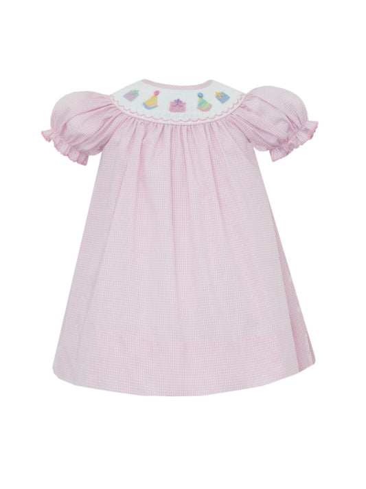 Petit Bebe Baby Girls Pink Gingham Smocked Birthday Dress by Petit Bebe