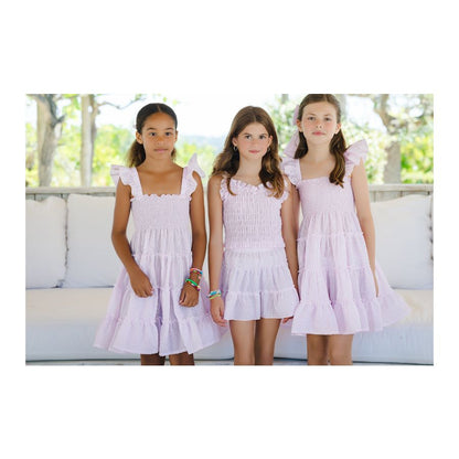 Sal & Pimenta Maryland Girls Seersucker Tiered Skirt - Pink