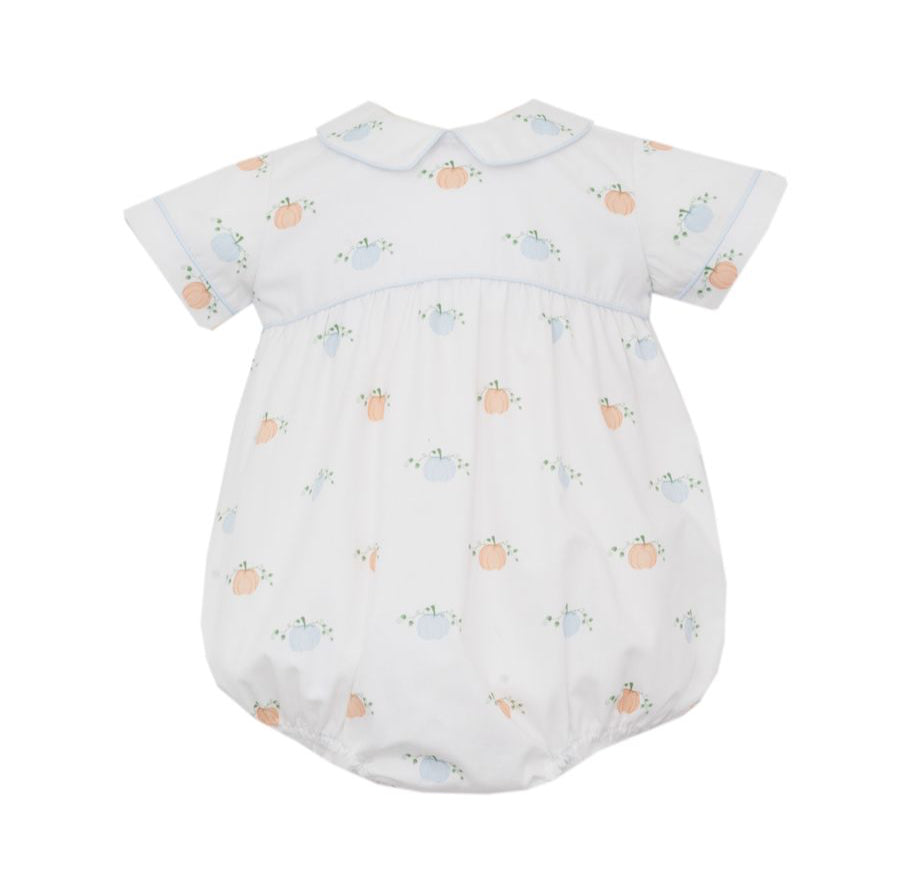 Anavini Baby Boys Blue and Orange Pumpkins Print Bubble