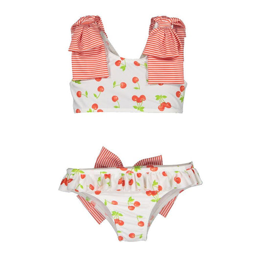 Sal & Pimenta Girls Red Classic Cherry Bikini Swimsuit - Bows on Shoulders