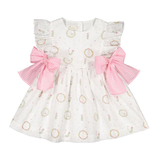 Sal & Pimenta Girls Pink Easter Bunnies Dress - Pink Bows by Sal & Pimenta