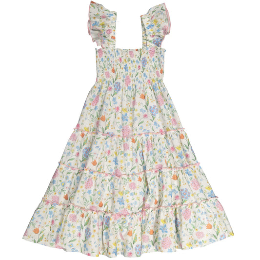 Maryland by Sal & Pimenta Girls Smocked Tiered Dress - Secret Garden Floral by Maryland