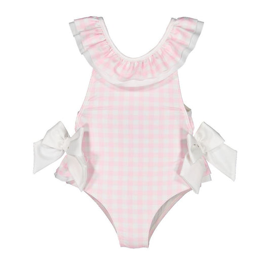Sal & Pimenta Girls Gingham Swimsuit - Bows on Hips - Pink by Sal & Pimenta