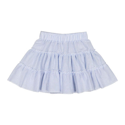 Sal & Pimenta Maryland Girls Seersucker Tiered Skirt - Blue