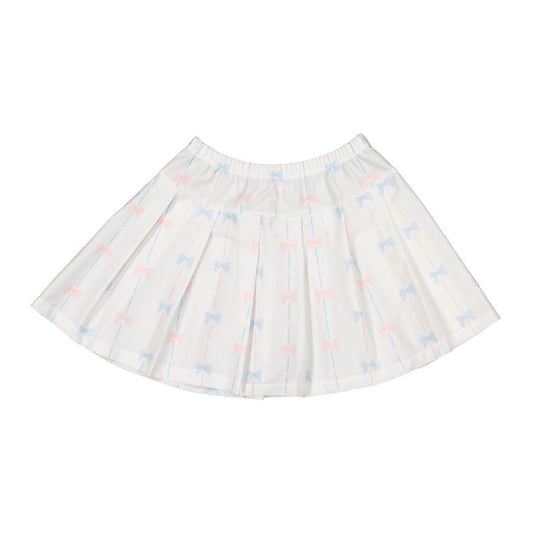 Sal & Pimenta Maryland Girls Active Pleated Skirt - Pink & Blue Bows Print by Maryland