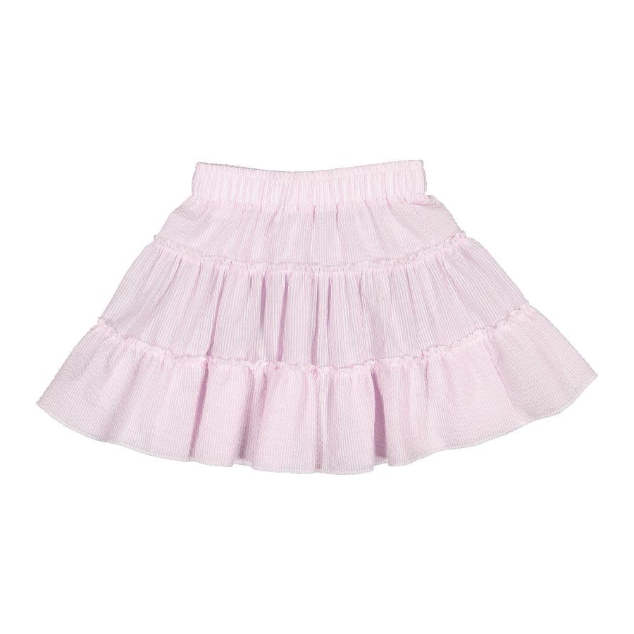 Sal & Pimenta Maryland Girls Seersucker Tiered Skirt - Pink