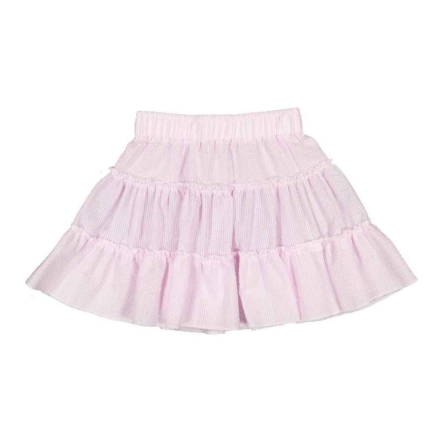 Sal & Pimenta Maryland Girls Seersucker Tiered Skirt - Pink
