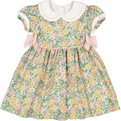 Sal & Pimenta Girls Oak Tree Fall Floral Dress with Collar - Side Bows by Sal & Pimenta