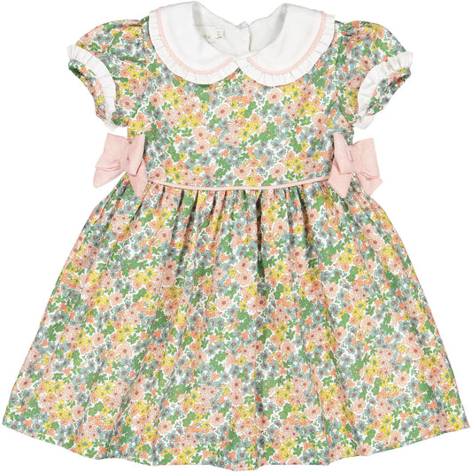 Sal & Pimenta Girls Oak Tree Fall Floral Dress with Collar - Side Bows by Sal & Pimenta