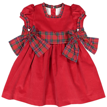 Sal & Pimenta Girls Red Noel Christmas Dress - Holiday Plaid Side Bows by Sal & Pimenta