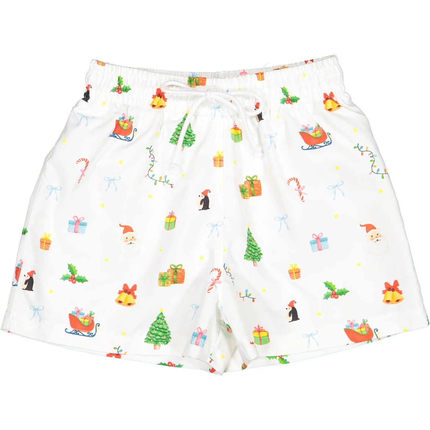 Sal & Pimenta Boys Swim Trunks - White with Christmas Mix Print by Sal & Pimenta