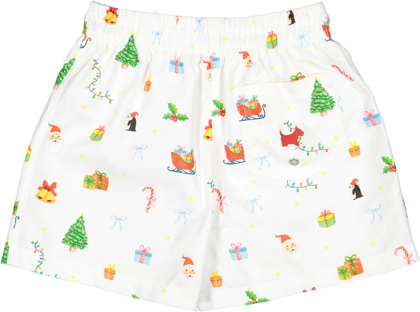 Sal & Pimenta Boys Swim Trunks - White with Christmas Mix Print by Sal & Pimenta