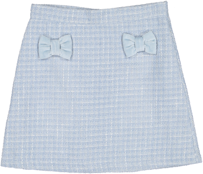 Maryland by Sal & Pimenta Girls Tweed Skirt with Bows - Blue Christmas by Maryland