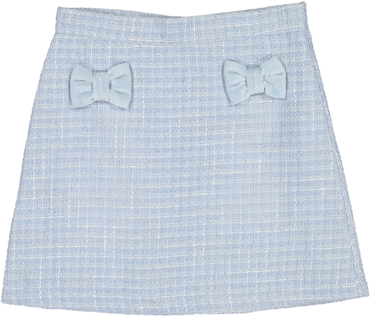 Maryland by Sal & Pimenta Girls Tweed Skirt with Bows - Blue Christmas by Maryland