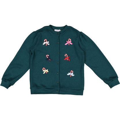 Maryland by Sal & Pimenta Girls Green Candy Cane Cardigan Sweater by Maryland