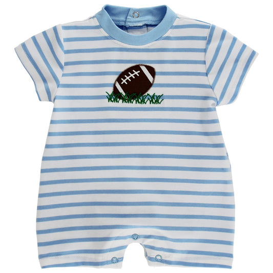 Bailey Boys Baby Romper - Blue Stripes - Football Touchdown by Bailey Boys
