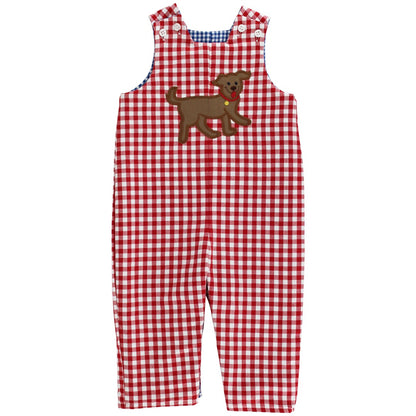Bailey Boys Reversible Longall - Blue Check Firetruck Reverses to Red Check Dog by Bailey Boys