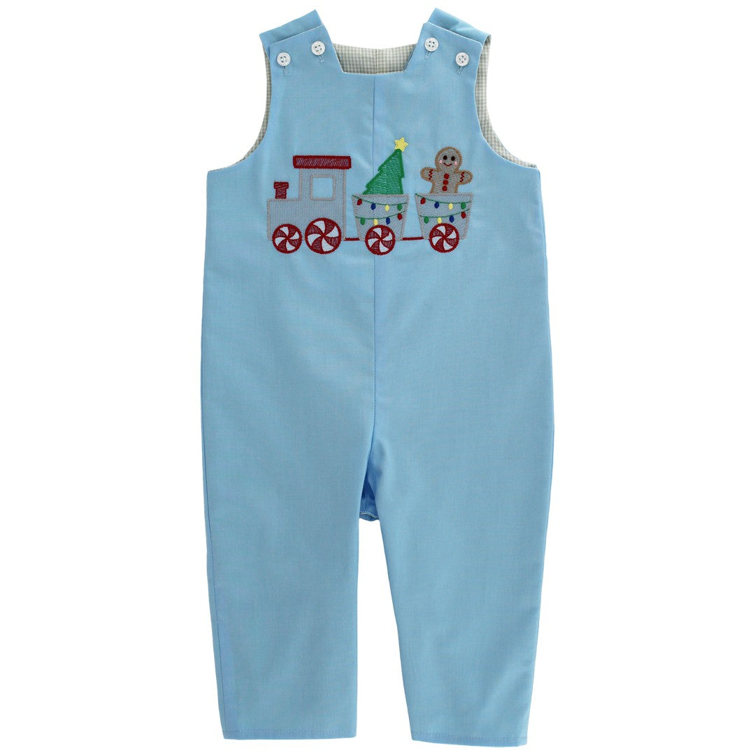 Bailey Boys Reversible Longall - Blue with Christmas Train Reverses to Golf Ball