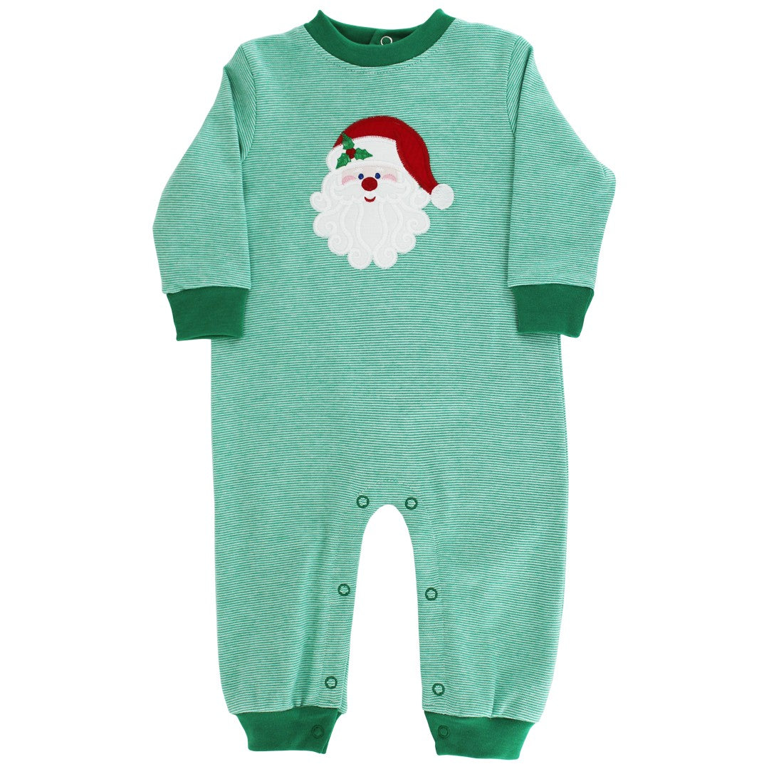 Bailey Boys Baby Knit Green Romper - Santa Claus Face by Bailey Boys