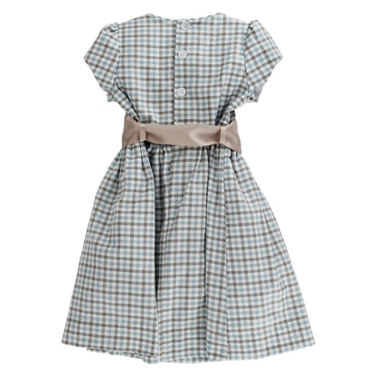 Bailey Boys Girls Dress with Ribbon Sash - Pigeon Plaid