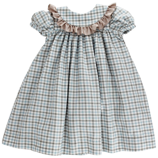 Bailey Boys Toddler Girls Float Dress - Ruffle Collar - Pigeon Plaid
